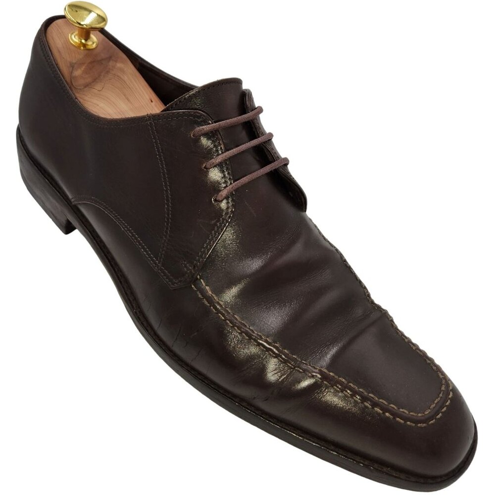 Vintage Salvatore Ferragamo Italy Men's 11 Dark Brown Leather Dress Shoes Oxford